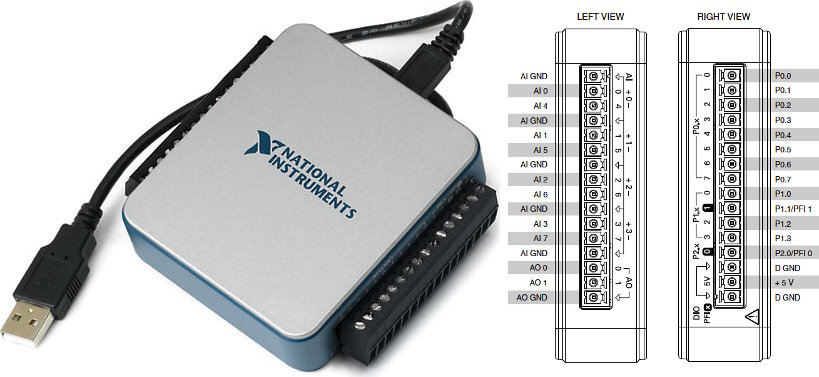 Módulo de E/S multifuncional USB-6003, 16 bit, 100 kS/s y NI-DAQMX 782608-01