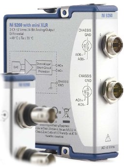 Módulo de Salida de Audio con mini XLR de la Serie C (NI-9260) 2 Canales, 51.2kS/s, 24 bit 783467-01