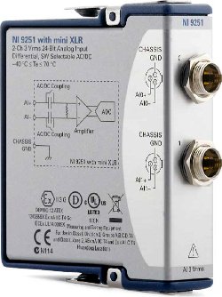 Módulo de Entrada de Audio con mini XLR de la Serie C (NI-9251), 2 Canales, 102.4kS/s, 24 bit, CA/CC 783814-01