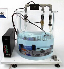 Pequeña planta de control de procesos para regular el caudal de un líquido PCT51
