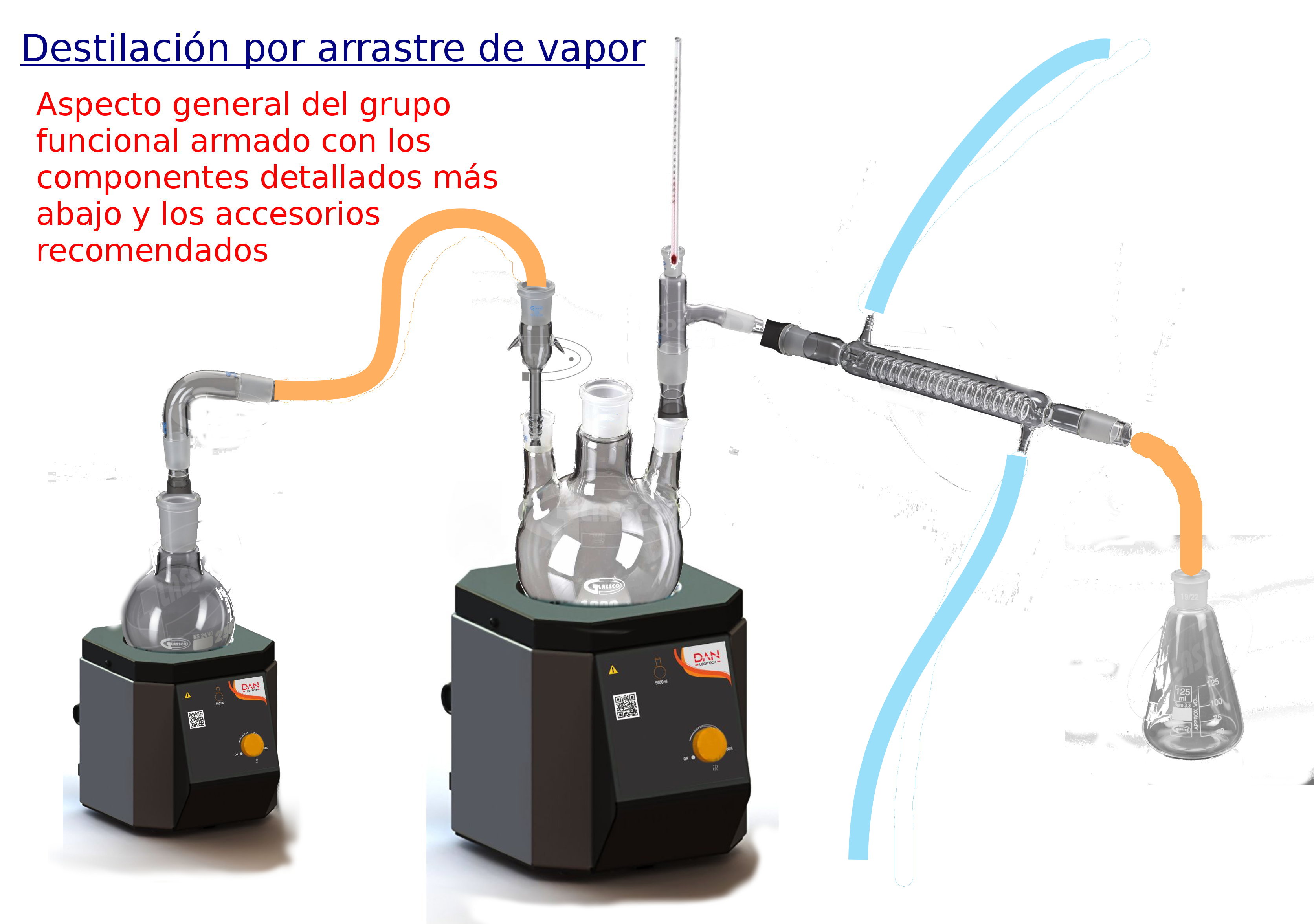 Extractor de aceites esenciales por arrastre de vapor de agua GL-999.000.03