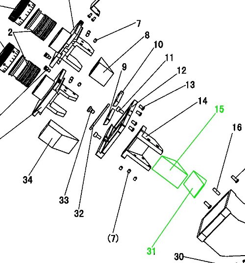 Repuesto p/cabezal de microscopio B1-220A/ASC: Right angle prism(1)DI-180+(1)DI-90_SM1-23+SM1-22 Items #15&31 1101000302352