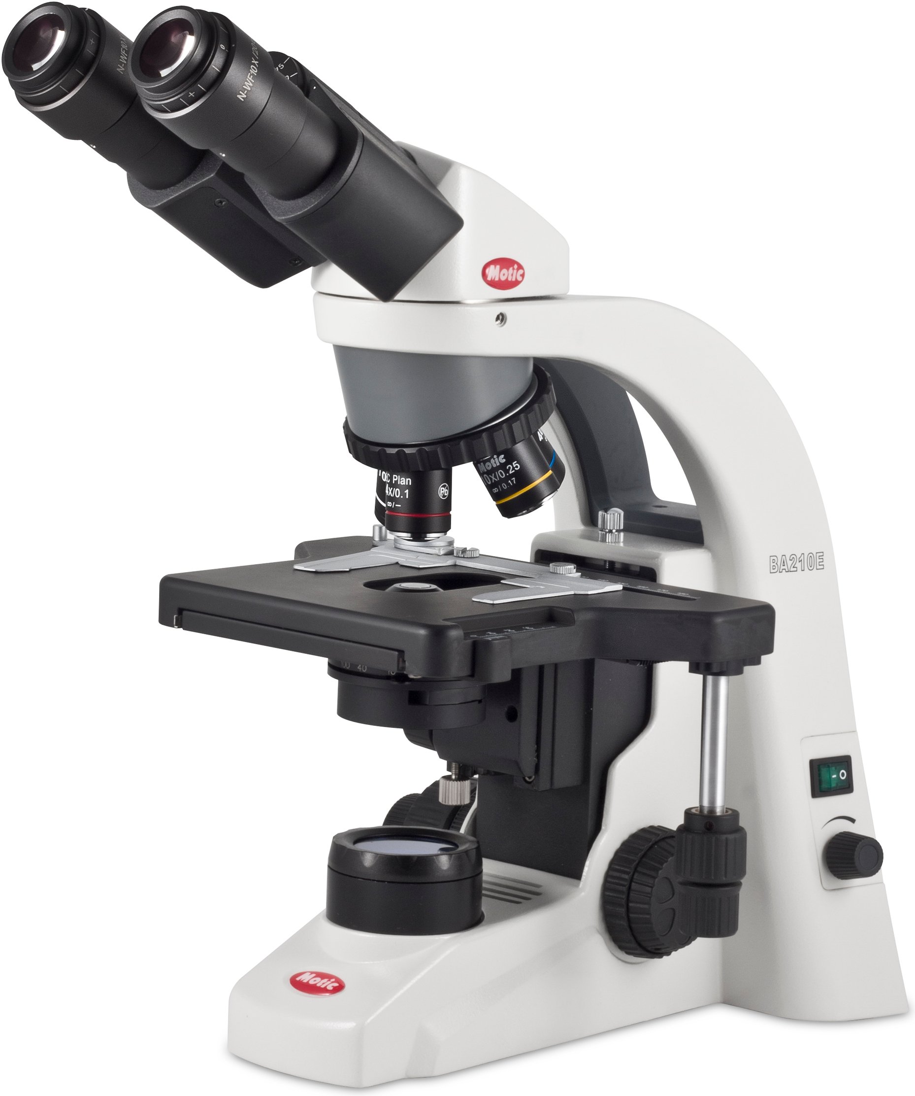 Microscopio ergonómico Binocular c/Optica Extra Plana Elite Corregida a Infinito e iluminación LED BA210E LED Binocular
