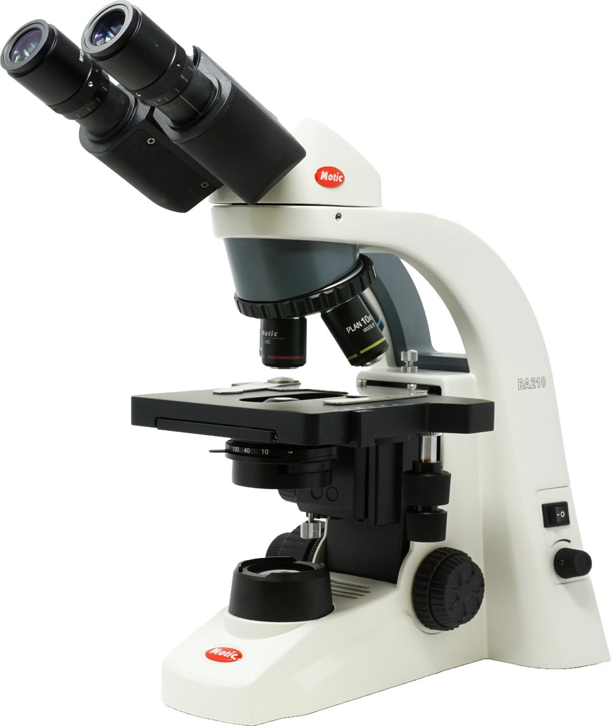 Microscopio ergonómico Binocular c/Optica Plan Acromática Corregida a Infinito e iluminación LED BA210S LED Binocular