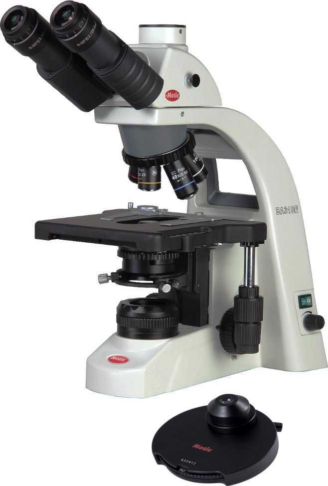 Microscopio Trinocular Ergonómico c/Optica Extra Plana Corregida a Infinito y Constraste de Fases BA310E Std CF
