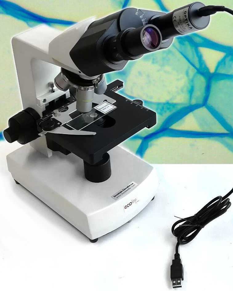Microscopio DIGITAL, 4/10/40/100 X, platina mecánica, iluminación LED y salida USB EcoBino LED Digital
