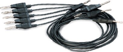 Juego de 5 cables negros de 75 cm con fichas banana apilables SE-9751