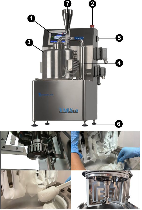 Turboemulsionador para lotes de 10 litros de producto V MIX 10 LT