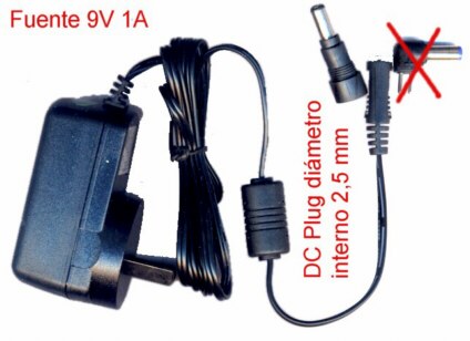 Fuente tipo A - Switching 9V 1A -  ¡SIN FICHA! - Caja con 50 unidades Fuente mimio SF x 50
