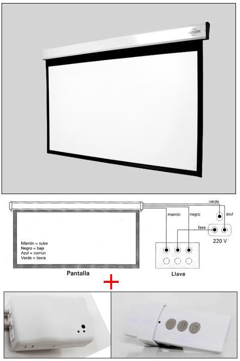 Pantalla de proyección para colgar de 344 x 215 cm (16/10), motorizada, con control remoto inalámbrico GS160WS