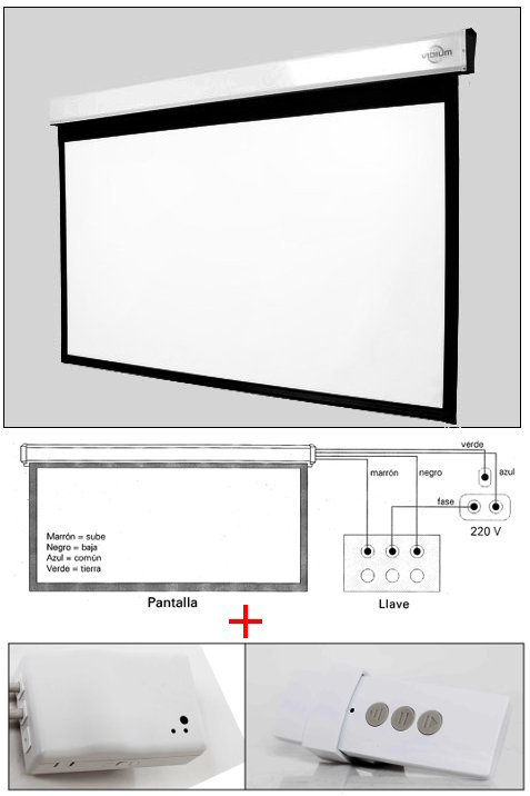 Pantalla de proyección para colgar de 400 x 250 cm (16/10), motorizada, con control remoto inalámbrico GS186WS
