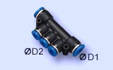 Conector Recto con 3 salidas laterales 6/4 mm PKG 06-04