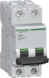 Disyuntor termomagnético bipolar C60N, 2 x 10A, con curva C SCH A9N24336