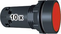 Pack de 10 pulsadores rasantes rojos, NC, 22 mm, IP65 SCH XB7NA42 x 10