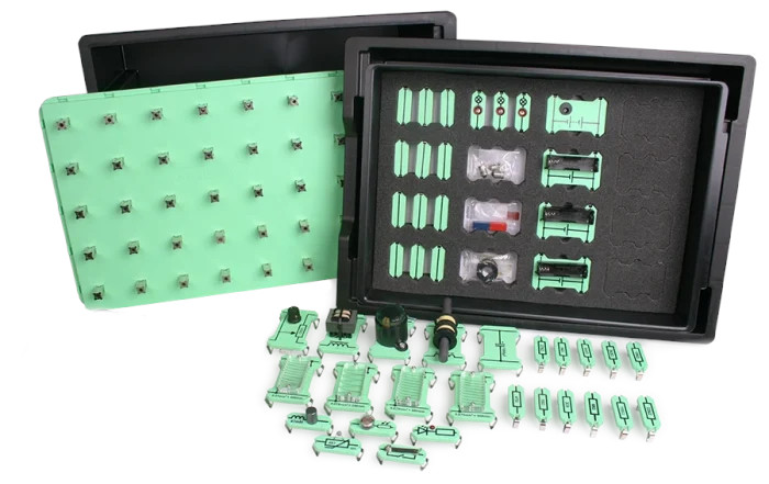 Conjunto para estudiar circuitos eléctricos y electrónicos (con simbología DIN) LK9329-2