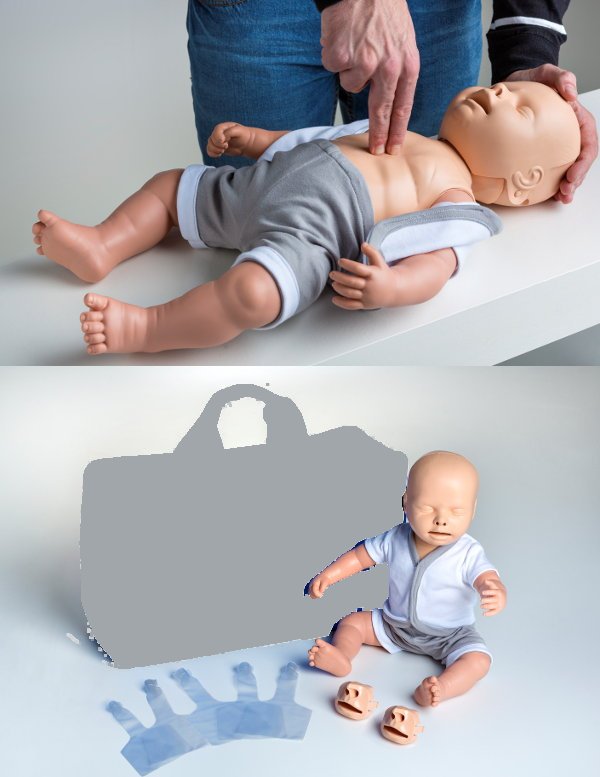 Maniquí pediátrico p/prácticas masivas de RCP (sin bolso) Practi-Baby SB