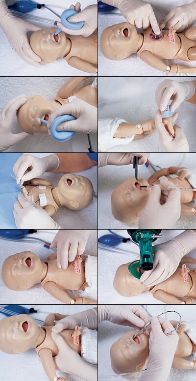 Simulador realista de bebé prematuro de 28 semanas p/prácticas de BVM, RCP e inyecciones, c/conexión a PC S108