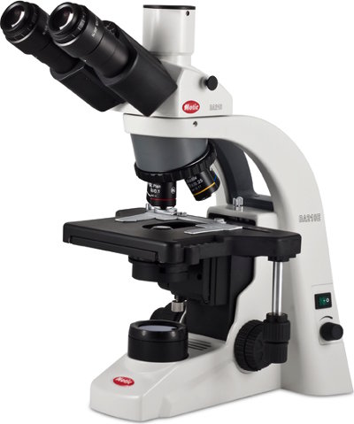Microscopio ergonómico Trinocular c/Optica Extra Plana Elite Corregida a Infinito e iluminación LED BA210E LED Trinocular