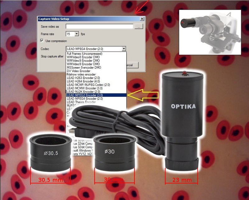 Cámara digital para microscopio y/o lupa estereoscópica 2 MPx. Sistema de captura y procesamiento de imágenes C-E2