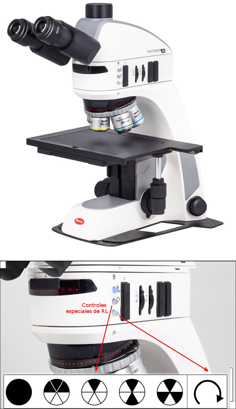 Microscopio trinocular de alta gama para análisis de materiales con platina de 6 x 4 pulgadas (desplaza 150 x 100 mm) Panthera TEC-BD/DF/RL  6x4