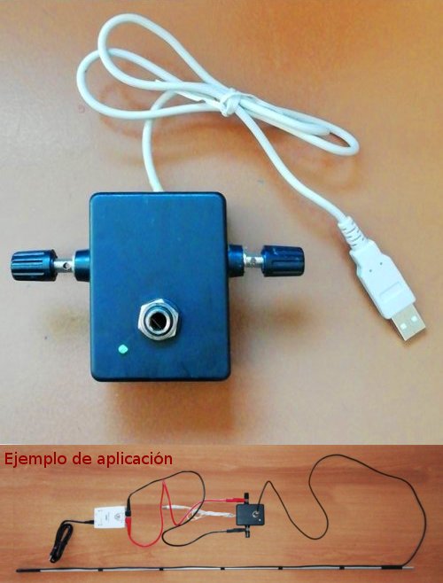 Caja adaptadora p/ micrófono electrect y salida p/sonda de voltaje p/utilizar con tubo de Kundt Mic TK CA Ad hoc v2